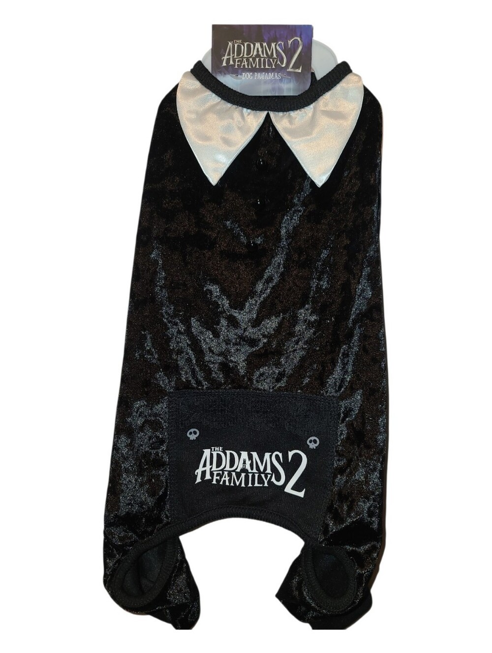 The Addams Family 2 Black Velvet Pet Outfit with White Collar NEW (S)